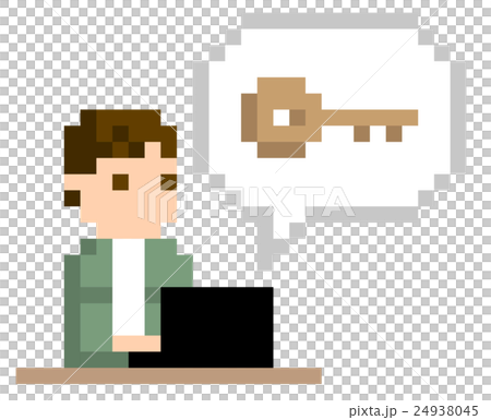 ピクセルイラスト：パソコンを使う男性 24938045