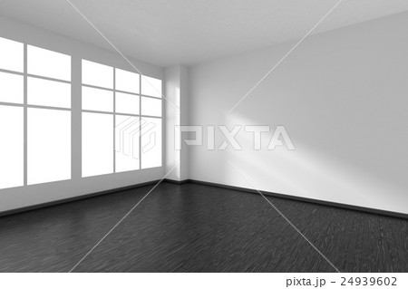 Empty room with black parquet floor and window Empty room with black parquet floor and window 24939602