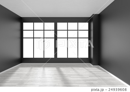 Empty room with white parquet floor and window Empty room with white parquet floor and window 24939608