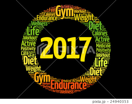 2017 word cloud collage, health concept 24940353