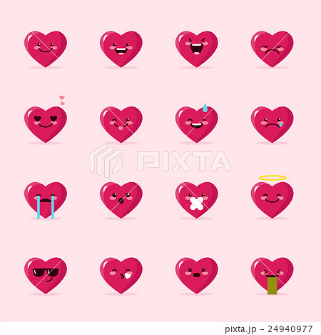 Vector Heart Emoticons Collection Cute Emoji Setのイラスト素材
