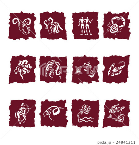 Zodiac sign silhouettes, set of horoscope symbols 24941211