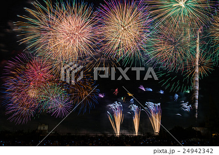 三重県 長島スパーランドの花火の写真素材