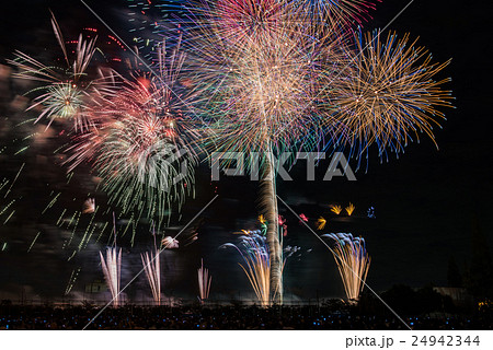 三重県 長島スパーランドの花火の写真素材