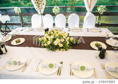 Catering banquet table with different food 24943884