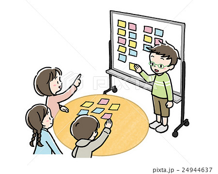 話し合い_ホワイトボード_付箋_私服 24944637
