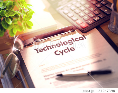 Technological Cycle - Text on Clipboard. 3D. Technological Cycle - Text on Clipboard. 3D. 24947390