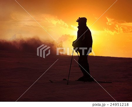 Night landscape with silhouette skier Night landscape with silhouette skier 24951218