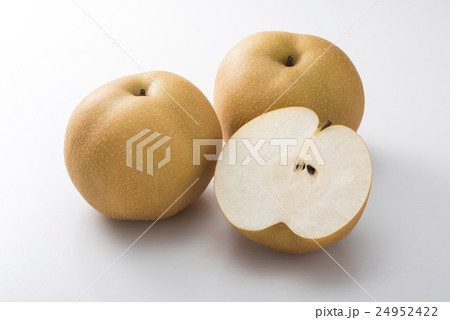 半分にカットした梨 半分にカットした梨 24952422