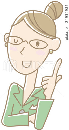 ポイントを説明するスーツの女性（グリーン） 24954982