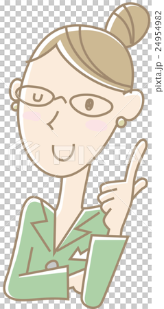 ポイントを説明するスーツの女性（グリーン） 24954982