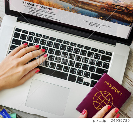 Passport Laptop Travel Planning Journey Concept 24959789