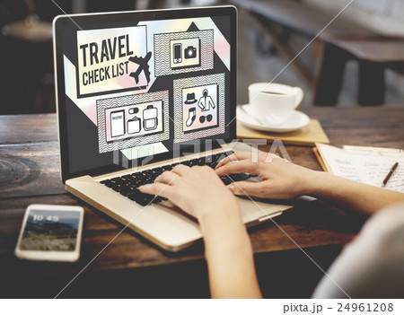 Travel Items Accessories Preparation List Concept Travel Items Accessories Preparation List Concept 24961208