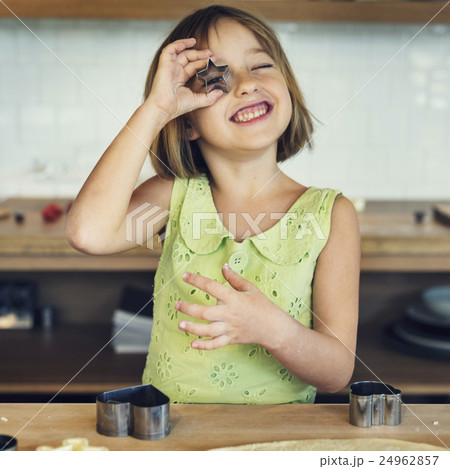 Girl Making Cookies Learning Baking Concept 24962857
