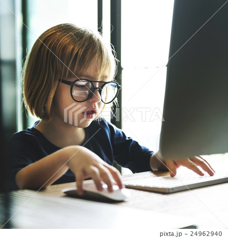 Cute Cheerful Activity Browsing Girl Relaxation Concept 24962940