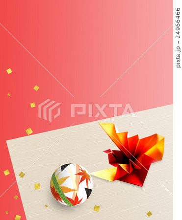 年賀状 折り鶴 和風 はがき素材 和柄イラスト 年賀状 折り鶴 和風 はがき素材 和柄イラスト 24966466