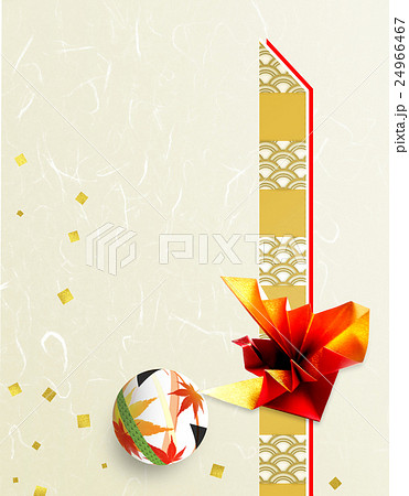 年賀状 折り鶴 和風 はがき素材 和柄イラスト 年賀状 折り鶴 和風 はがき素材 和柄イラスト 24966467