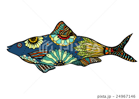 絵画　魚 限定版 紅鮭 ゼンタングル 魚アート ジクレープリント 8.5