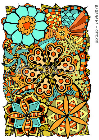 doodle flowers and leafs 24968079
