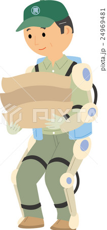 ロボットスーツを装着して荷物を運ぶ農家 24969481