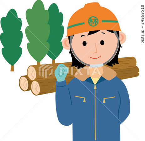 林業に従事する若い女性 林業に従事する若い女性 24969518
