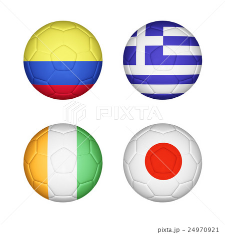 Set 4 of soccer balls mapping with country flags Set 4 of soccer balls mapping with country flags 24970921