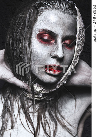 Girl in form of zombies, Halloween corpse with 24973963