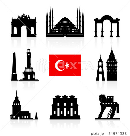Turkey Travel Landmarks Flag Icon Set のイラスト素材