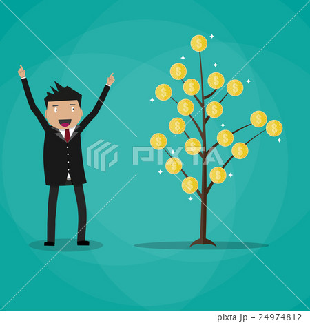 Happy businessman and money plant Happy businessman and money plant 24974812