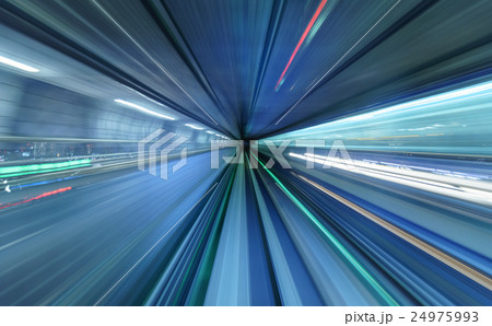 Motion blur of train moving in Tokyo, Japan 24975993