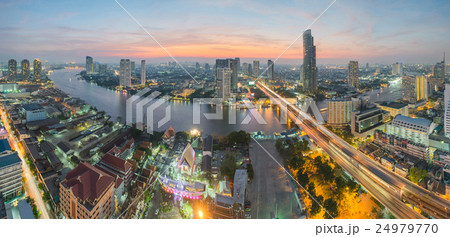 Landscape of River in Bangkok city in night 24979770