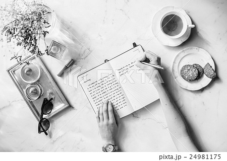 Writing Diary Tea Snacks Concept 24981175