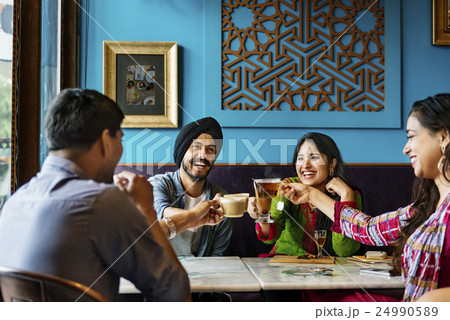 Friends Relaxed Happy Coffee Meeting Concept Friends Relaxed Happy Coffee Meeting Concept 24990589
