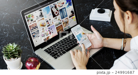 Laptop Mobile Leisure Browsing Concept 24991687