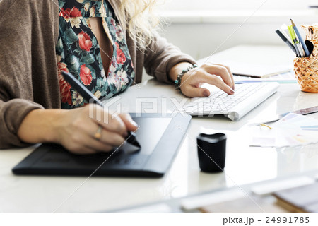 Woman Working Graphic Designer Creativity Editor Ideas Concept Woman Working Graphic Designer Creativity Editor Ideas Concept 24991785