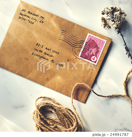 Letter Envelope Postage Stamp Flower Concept 24991787