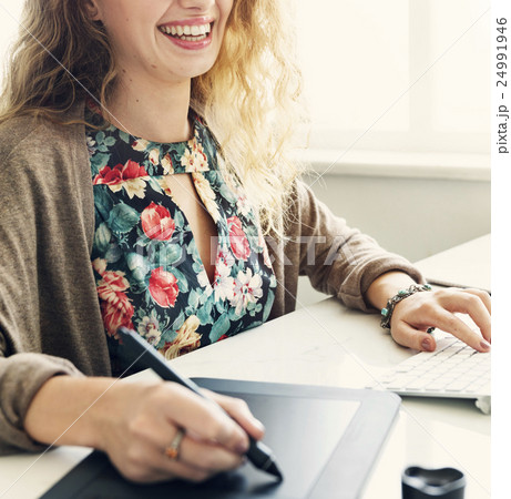 Woman Working Graphic Designer Creativity Editor Ideas Concept Woman Working Graphic Designer Creativity Editor Ideas Concept 24991946