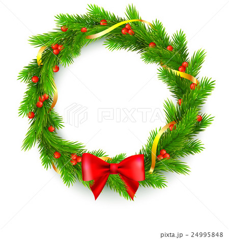Christmas wreath, fir branches, red berries Christmas wreath, fir branches, red berries 24995848