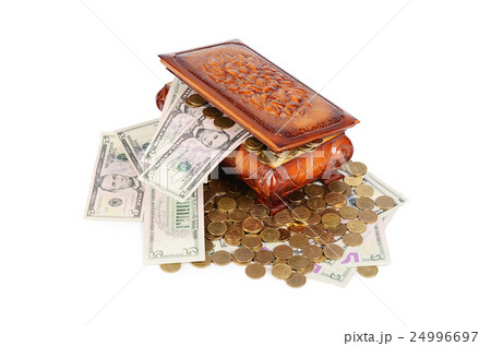 Coins and banknotes in the box Coins and banknotes in the box 24996697