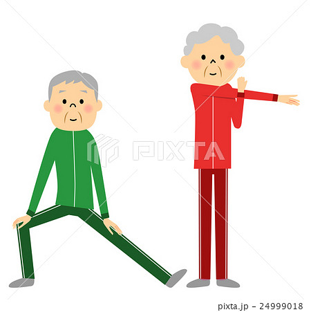 準備運動するシニア夫婦 24999018