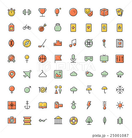 Thin line icons for leisure, travel and sport Thin line icons for leisure, travel and sport 25001087