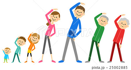 準備運動するファミリー 25002885