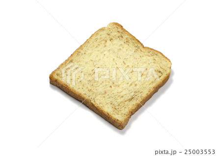 Square slice of fresh whole grain meal bread 25003553