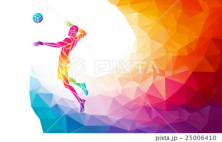Color silhouette of volleyball player on attack Color silhouette of volleyball player on attack 25006410