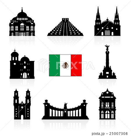 Mexico Travel Landmarks icon set. Mexico Travel Landmarks icon set. 25007308