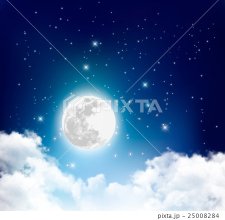 Night nature sky background with full moonのイラスト素材 [25008284] - PIXTA