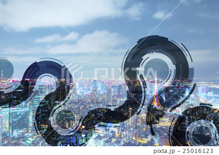 都市と技術イメージ　アブストラクト 25016123