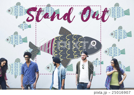 Individuality Unique Different Fish Graphic Concept Individuality Unique Different Fish Graphic Concept 25016907