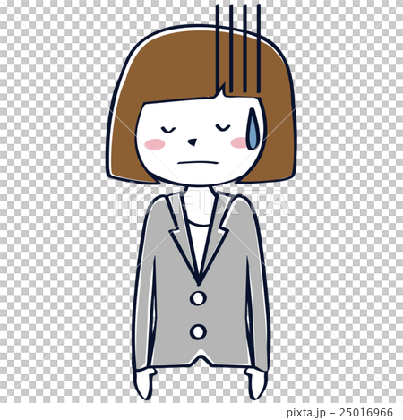 かわいいビジネスウーマン 線画 落ち込む かわいいビジネスウーマン 線画 落ち込む 25016966
