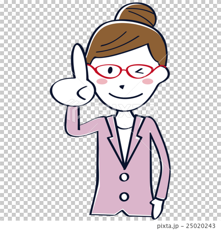 Career woman red glasses upper body pointing 25020243